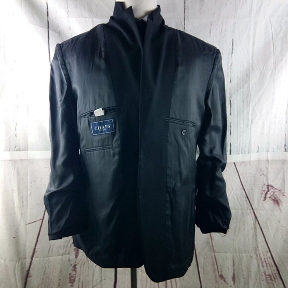 Chaps 42R Wool 2 Button Black Suit Blazer Jacket - Picture 8 of 10